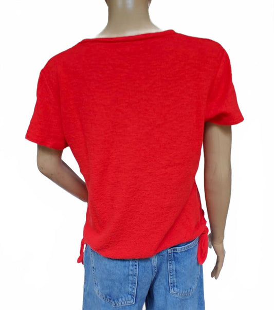 Red Knit Short Sleeve Top