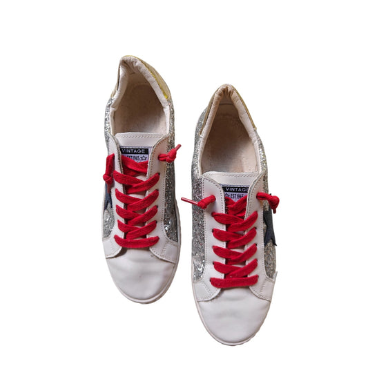 Glitter Star Sneakers With Red Laces