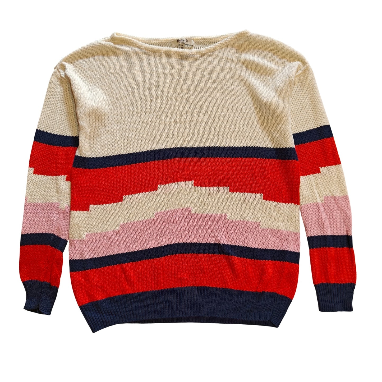 Cream and Red Linen Stripe Sweater