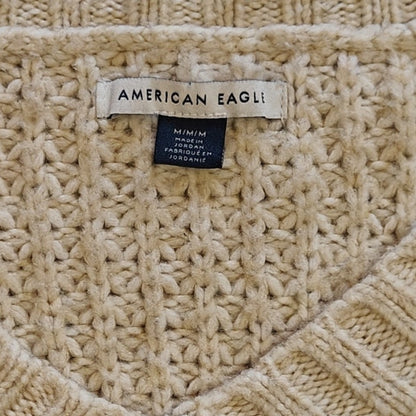 Cream Chunky Knit V-Neck Sweater