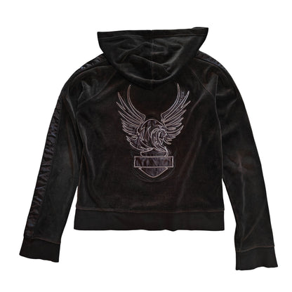 Black Velour Zip Hoodie