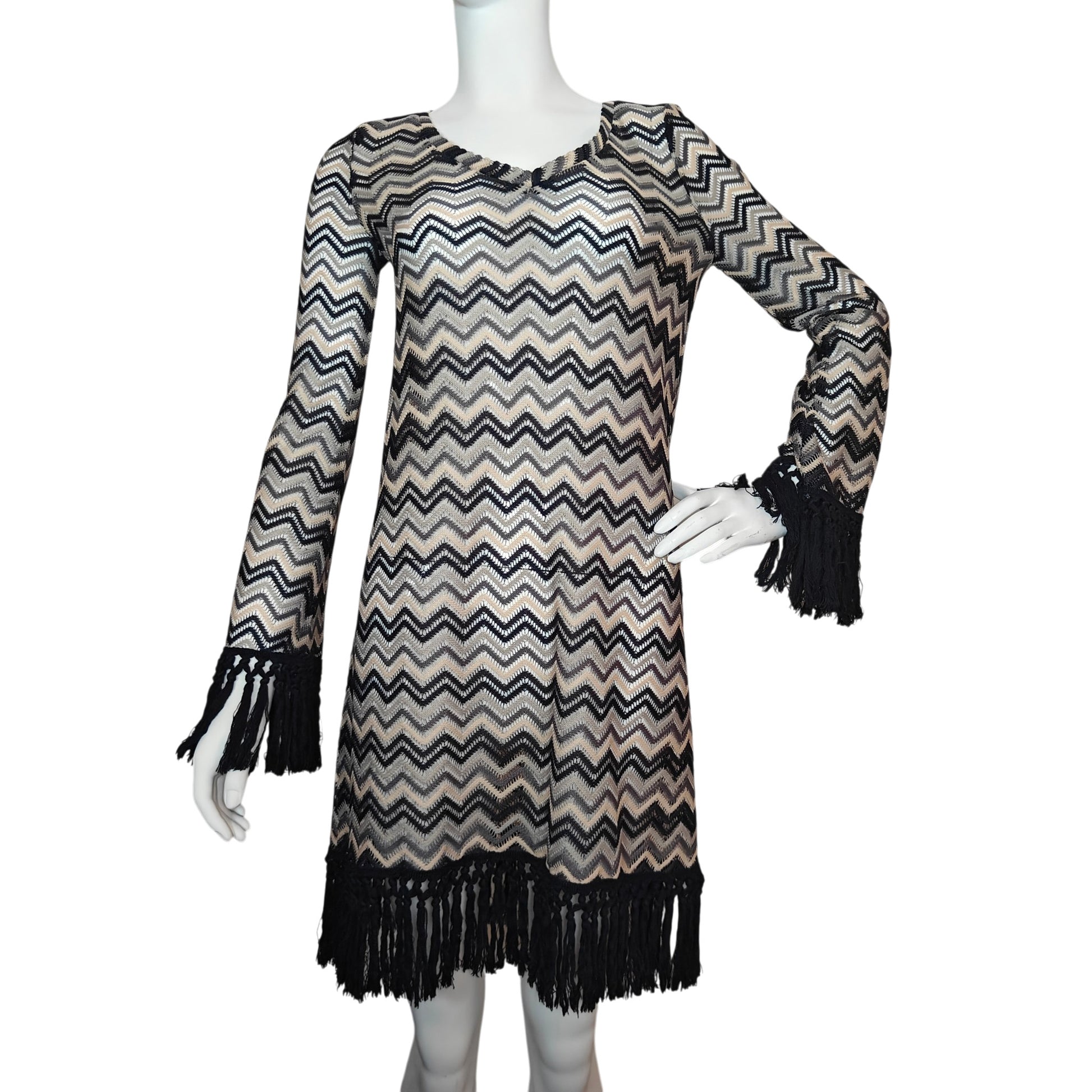Chevron Crochet Fringe Dress 