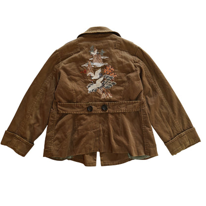 Brown Embroidered Military Jacket