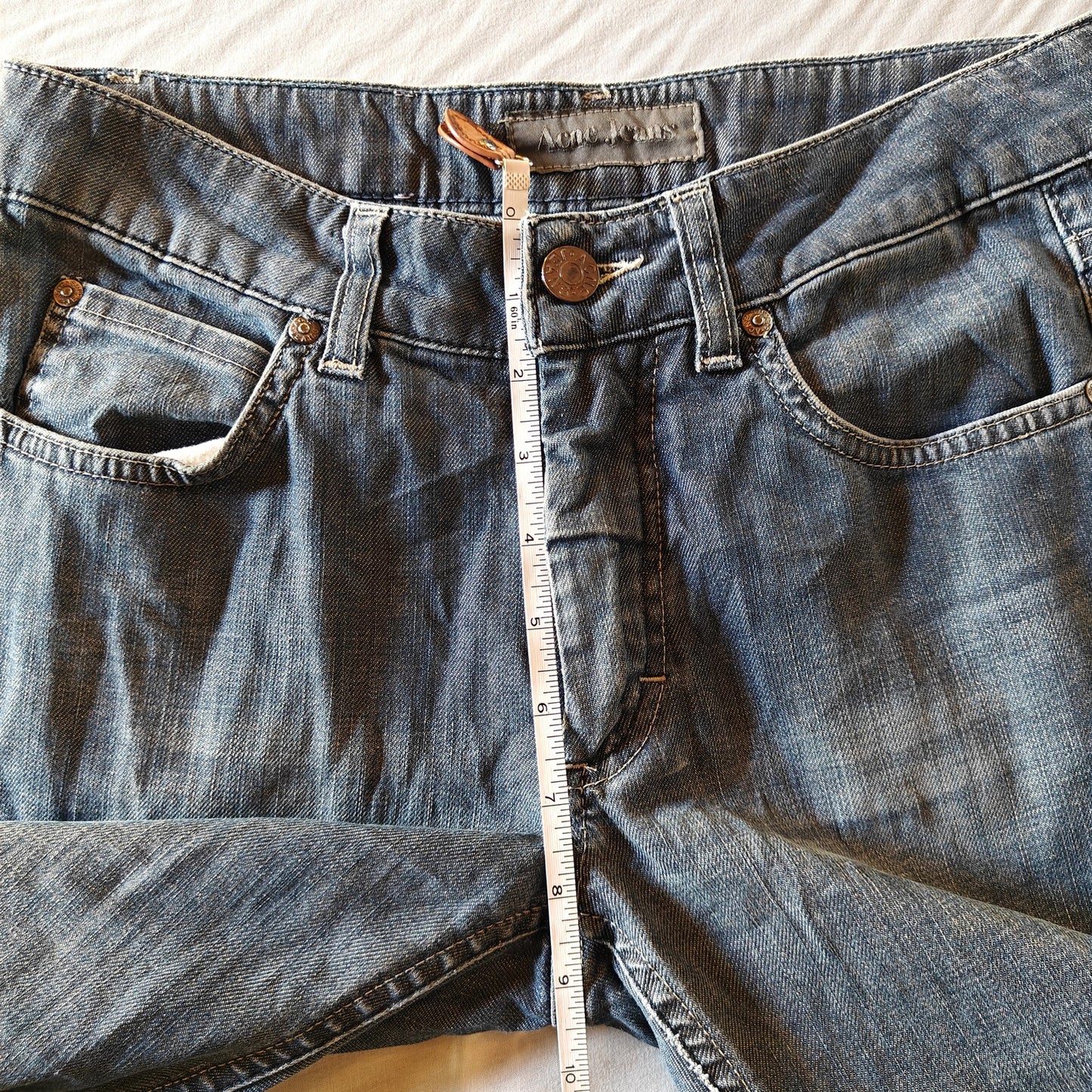 Slim Denim Cuffed Ankle Blue Wash Jeans