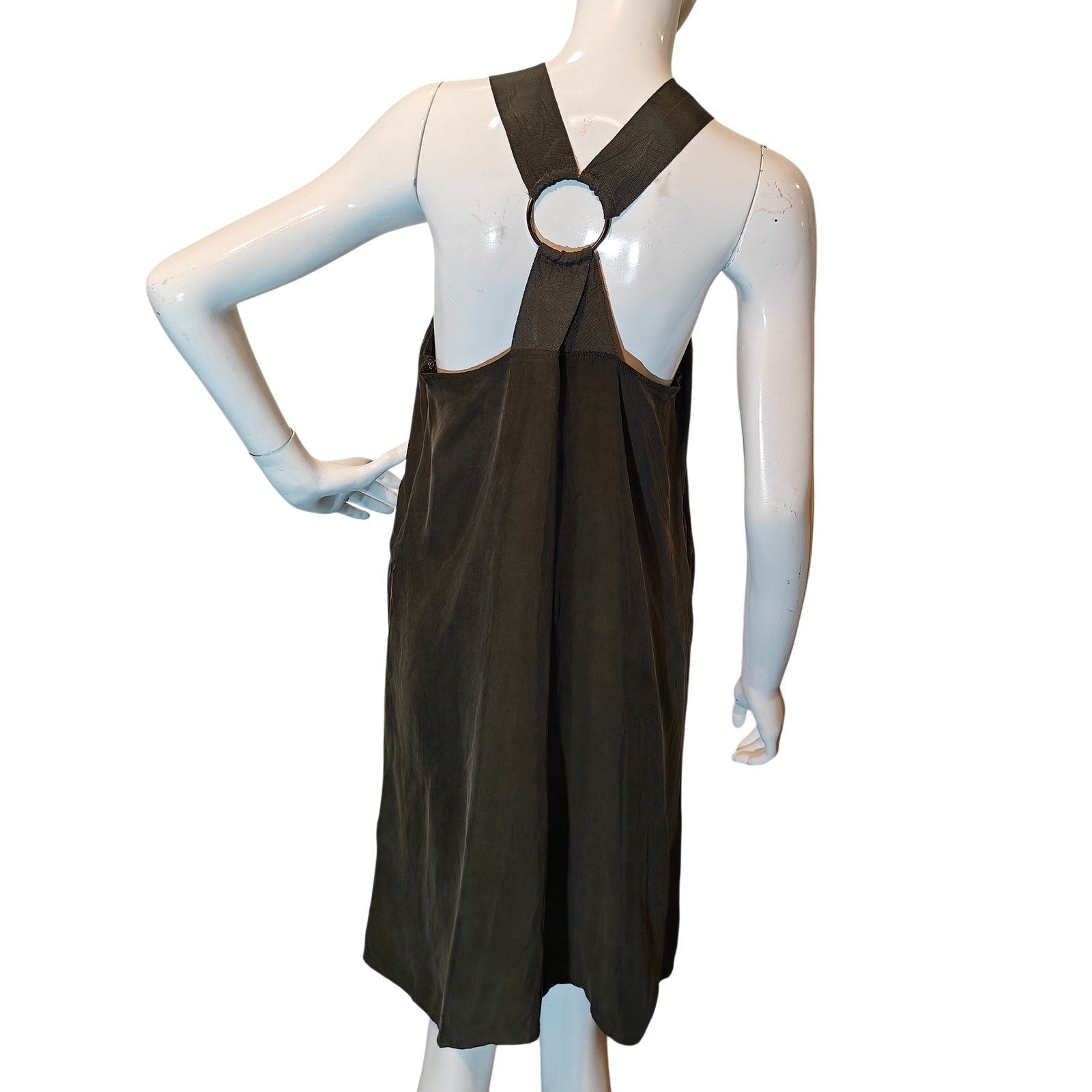 Olive Green Halter Shift Dress
