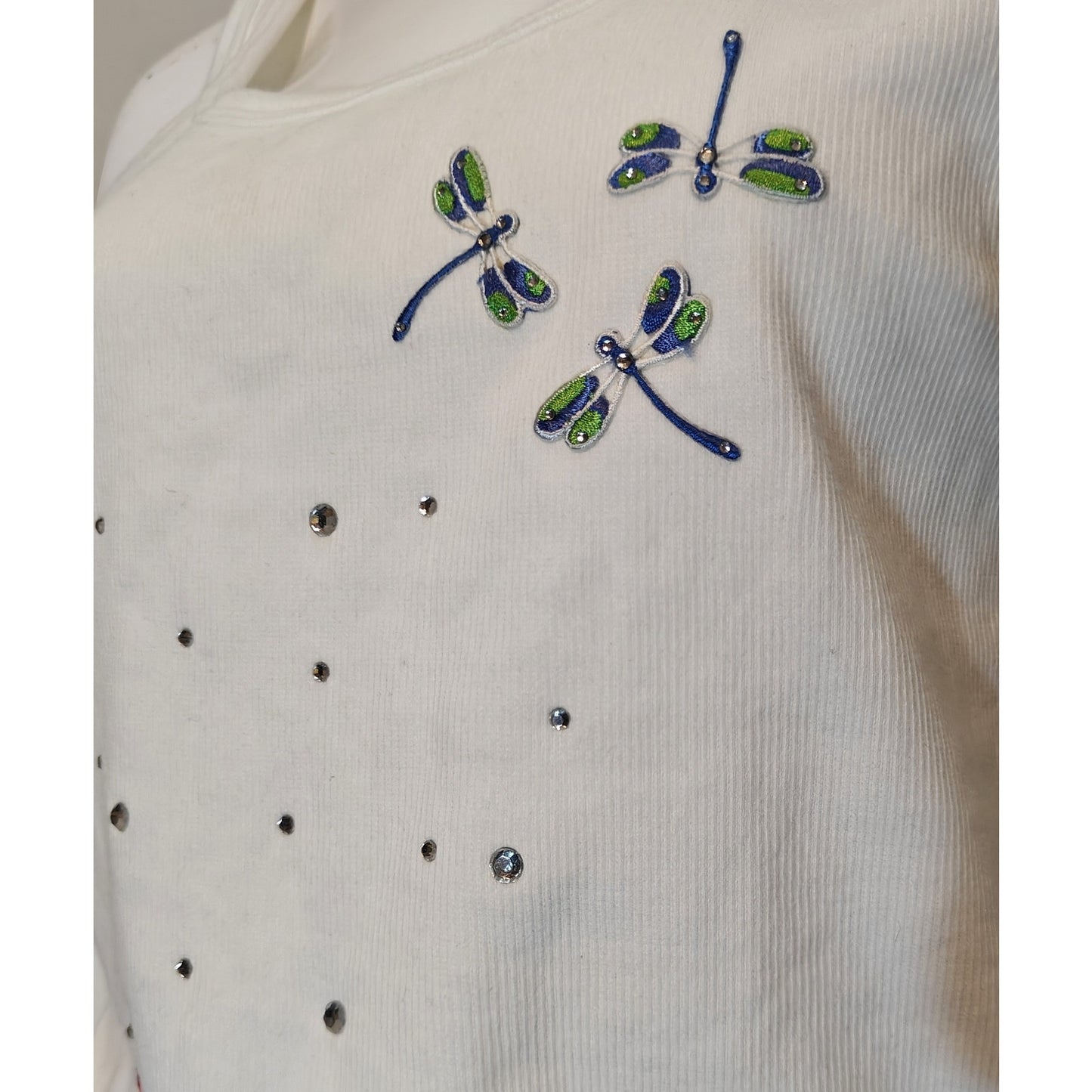 White Ribbed Dragonfly Tank Top