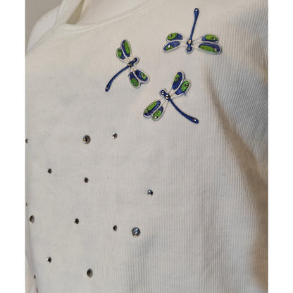 White Ribbed Dragonfly Tank Top