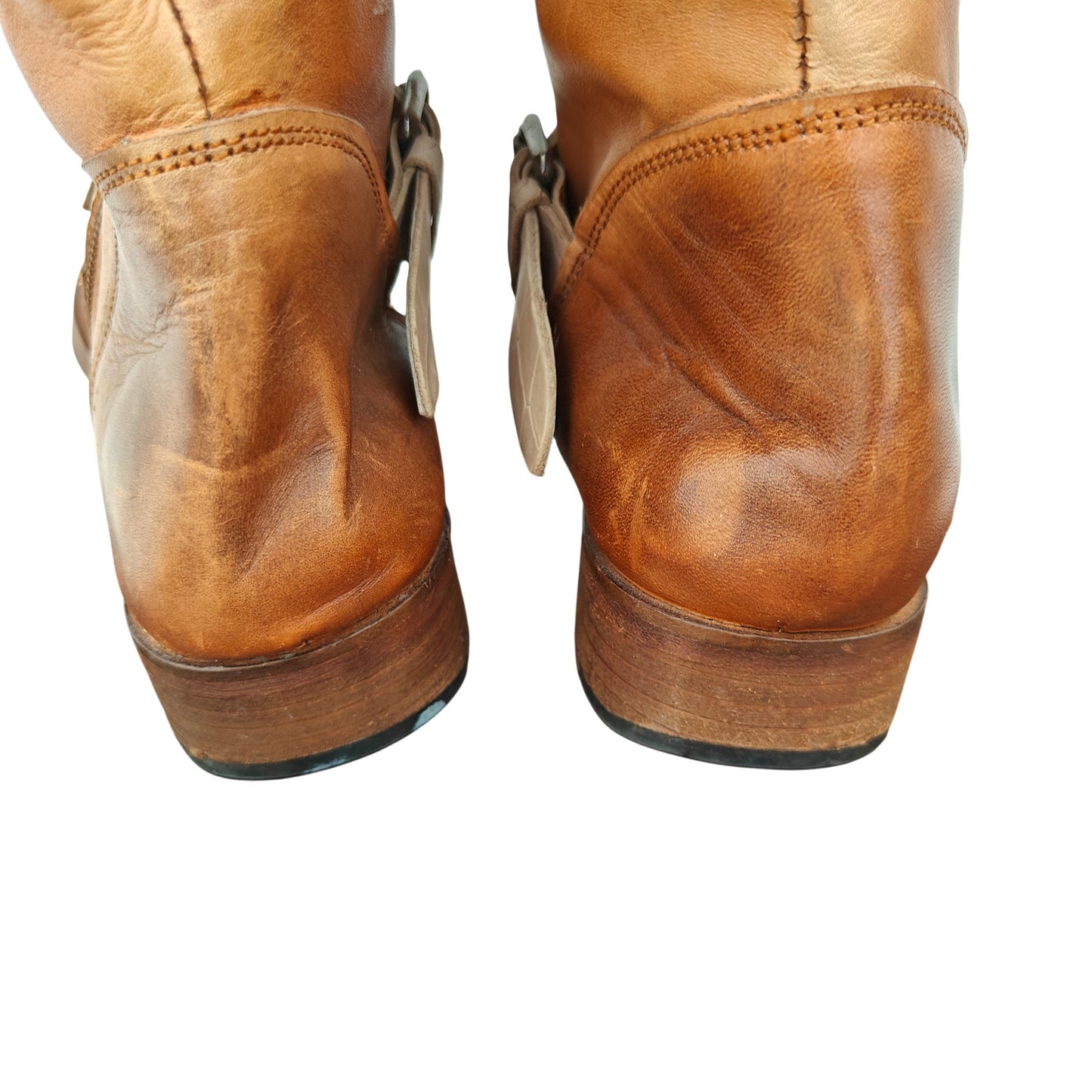 Tan Leather Riding Boots With Sherpa Cuff