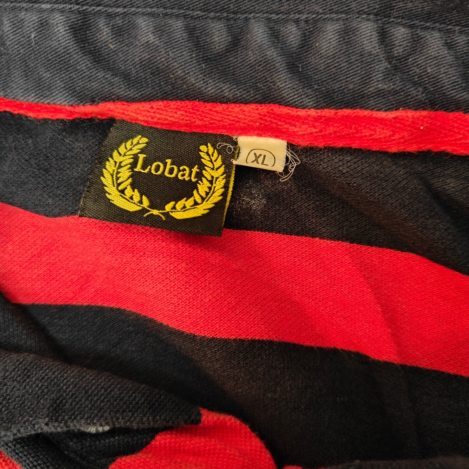 Barcelona Striped Rugby Polo Shirt XL Red Navy Crest Embroidered Cotton