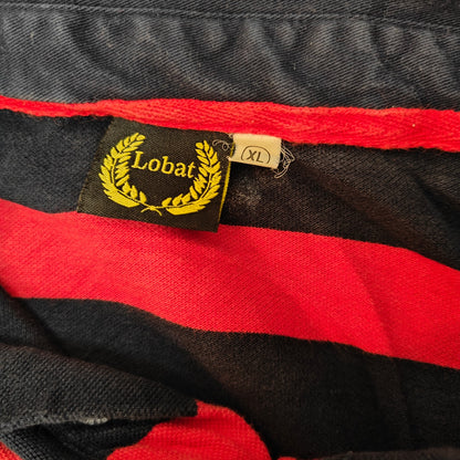 Barcelona Striped Rugby Polo Shirt XL Red Navy Crest Embroidered Cotton