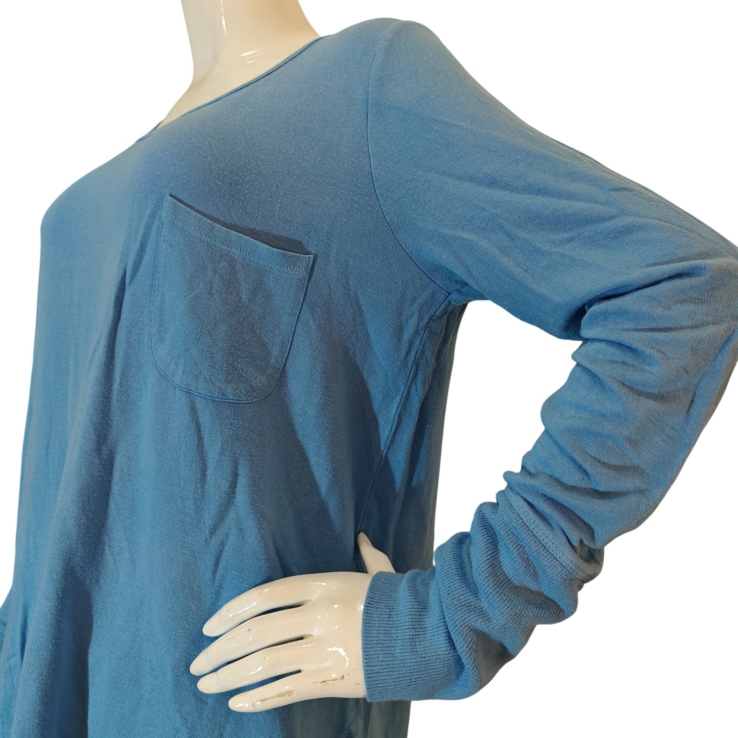 Blue Long-Sleeve Pocket Tee