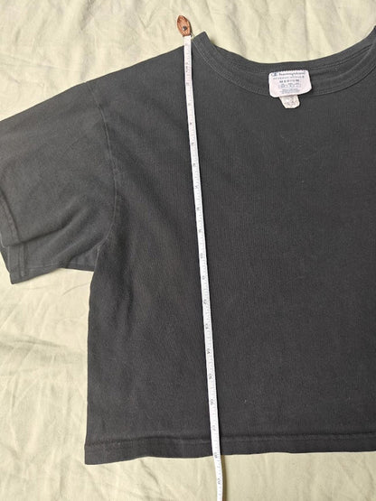 Black Crop Tee With Pink/Blue Patch
