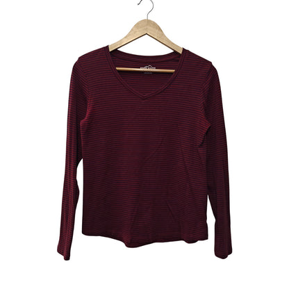 Red Navy Stripe V-Neck Long Sleeve Top