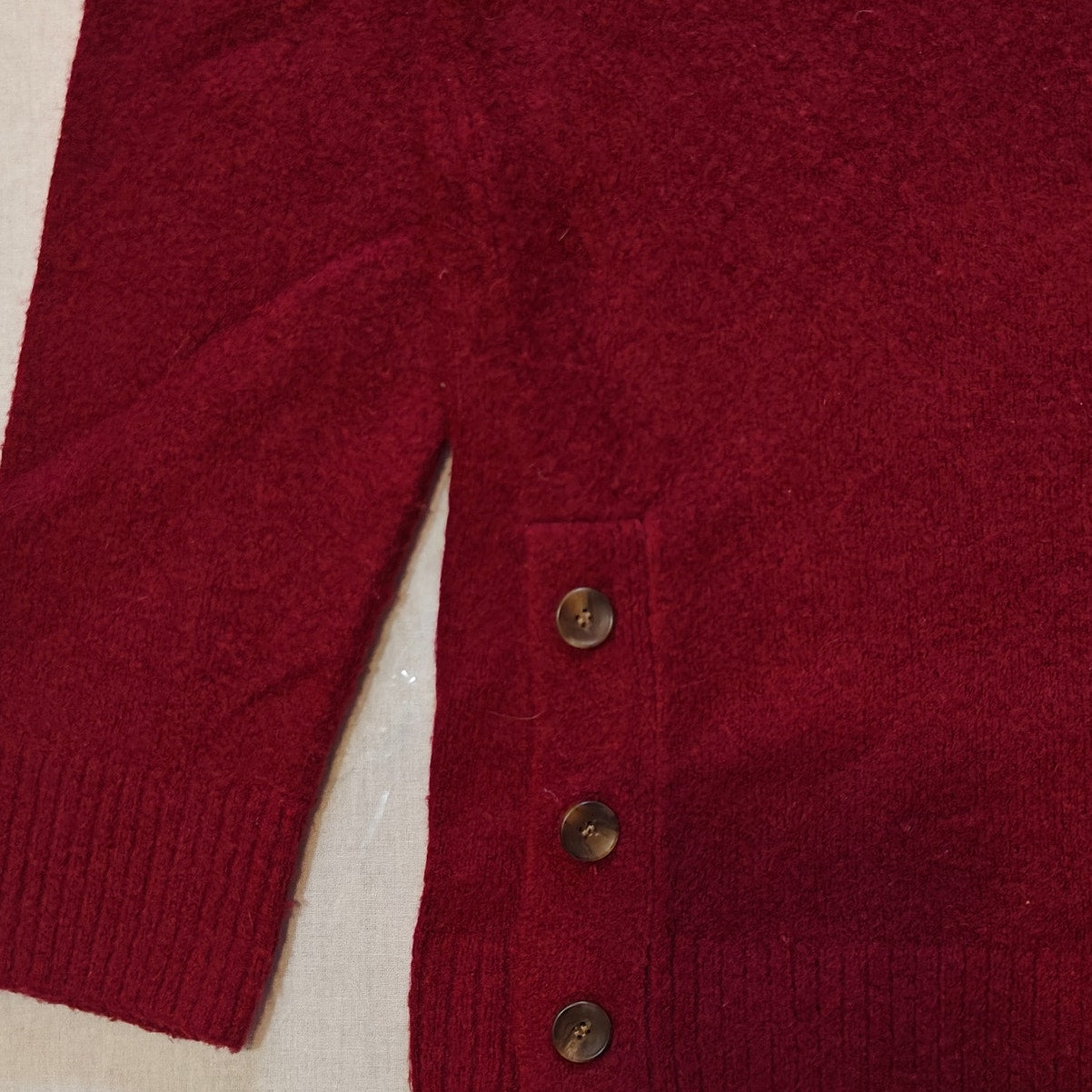 Burgundy Button Hem Turtleneck Sweater