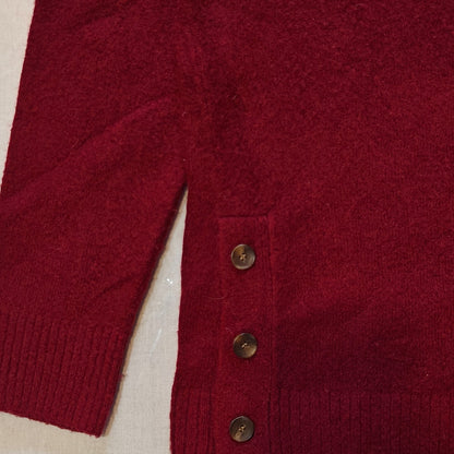 Burgundy Button Hem Turtleneck Sweater