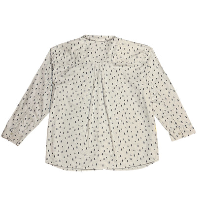 Boyfriend Fit Ivory Trees Pattern Button-Up Shirt