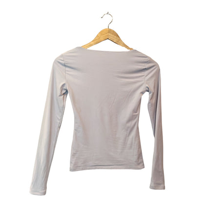 White Square Neck Long-Sleeve Top