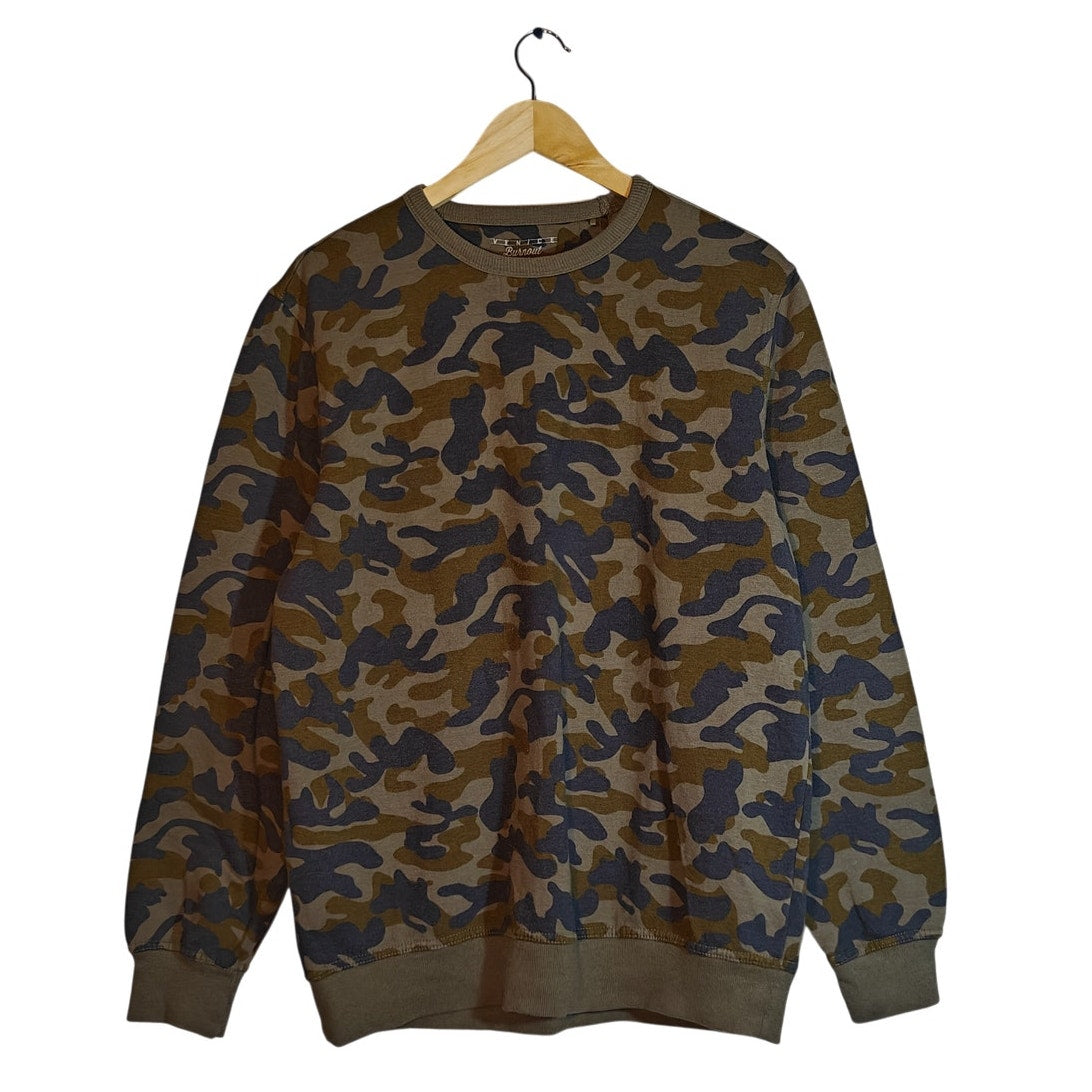 Green Camo Burnout Crewneck Sweatshirt