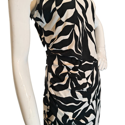 Black and White Abstract Print Midi Dress