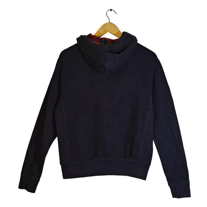 Navy Zip-Up Hoodie With Big Pony