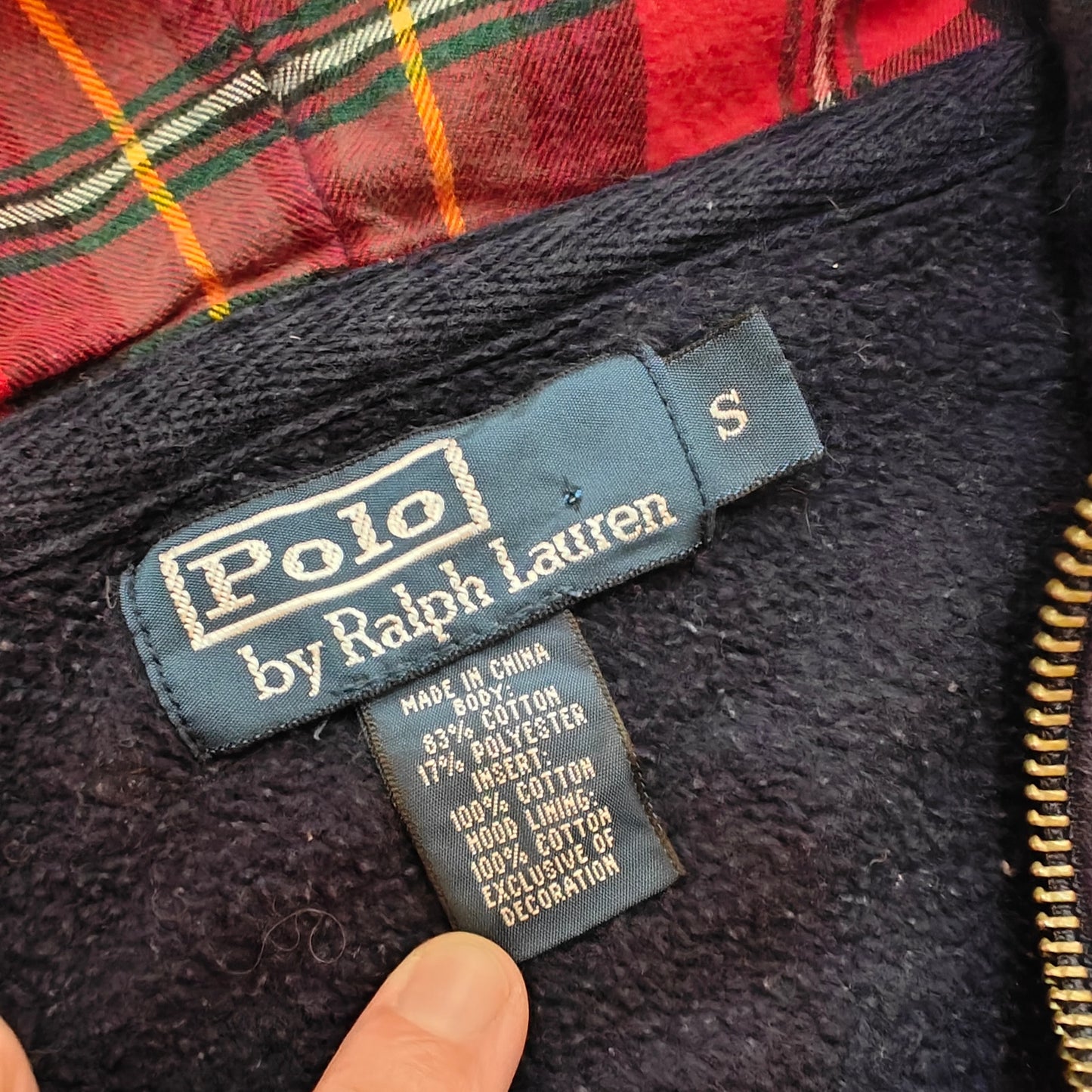 Navy Zip-Up Hoodie With Big Pony