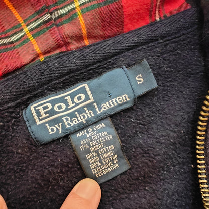 Navy Zip-Up Hoodie With Big Pony