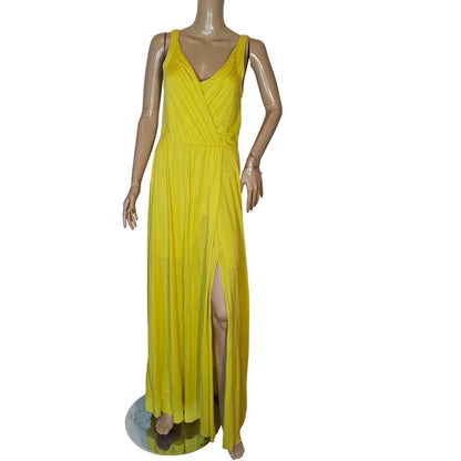 Yellow Sleeveless V-Neck Maxi Dress
