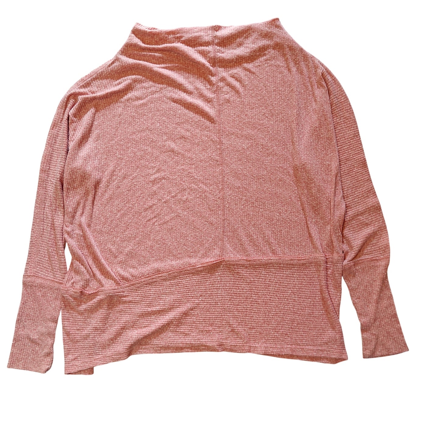Pink Ribbed Cowl Neck Long-Sleeve Thermal Top