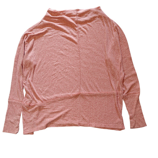 Pink Ribbed Cowl Neck Long-Sleeve Thermal Top