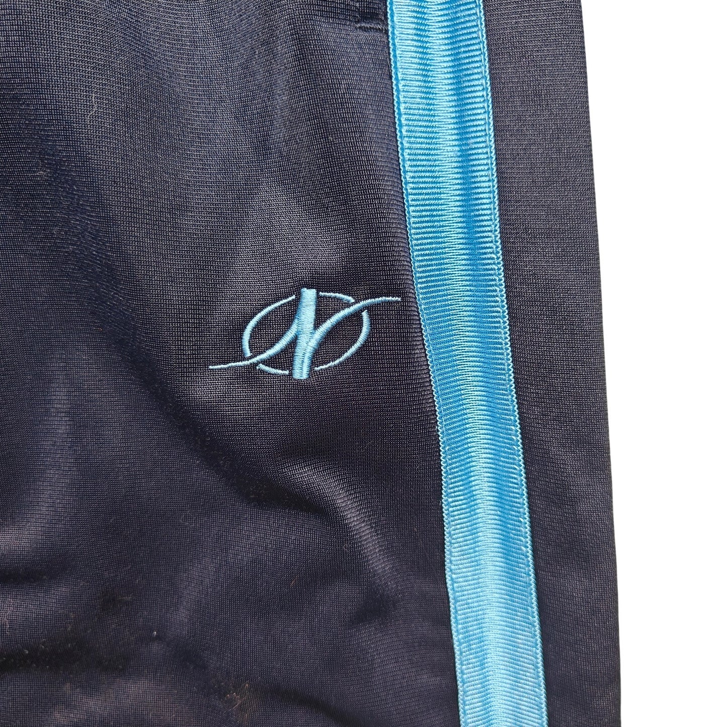Navy Track Pants With Side Stripe and Elastic Waist