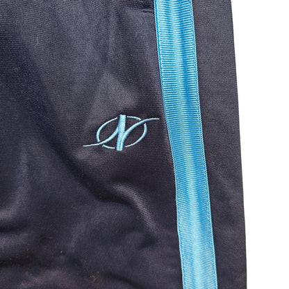 Navy Track Pants With Side Stripe and Elastic Waist