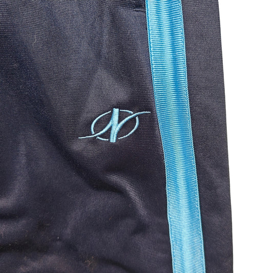 Navy Track Pants With Side Stripe and Elastic Waist
