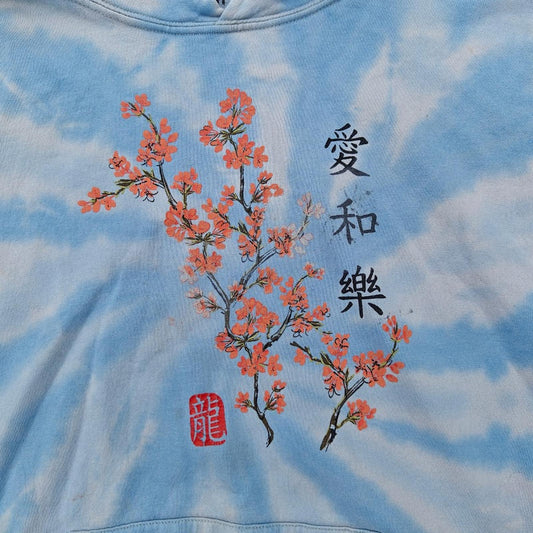 Blue Tie Dye Cherry Blossom Hoodie