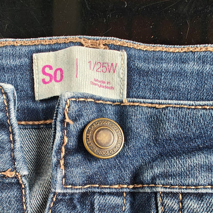 Button-Front Dark Wash Denim Mini Skirt
