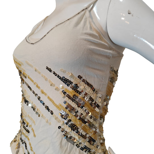 Sequin White and Gold Cami