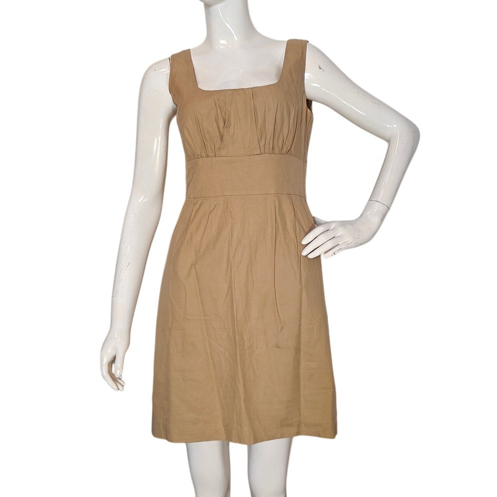 Tan Cotton Sleeveless Empire Waist Dress