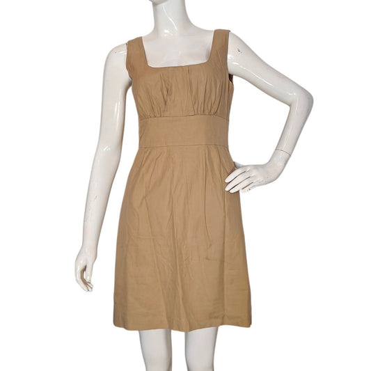 Tan Cotton Sleeveless Empire Waist Dress