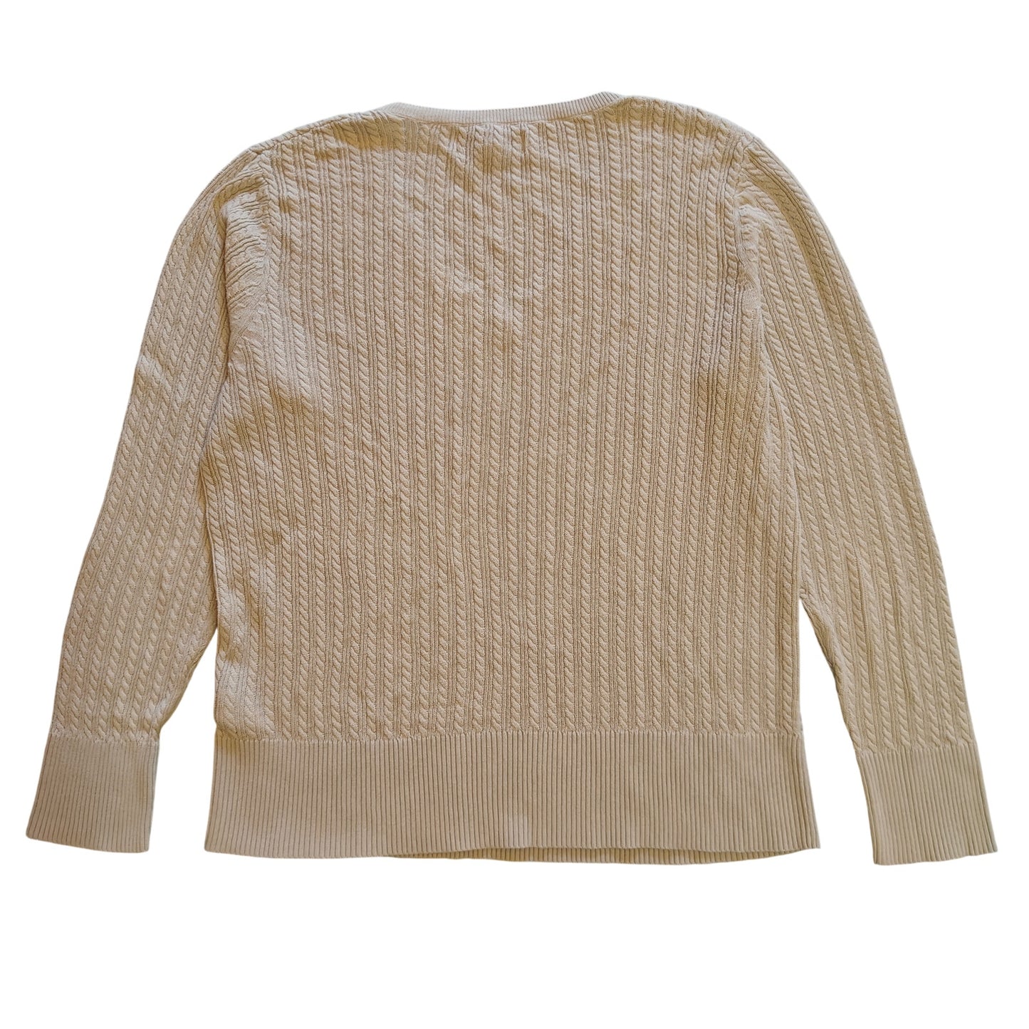 Cream Cable Knit V-Neck Sweater