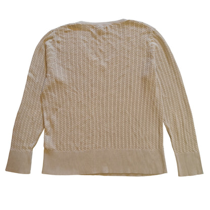 Cream Cable Knit V-Neck Sweater