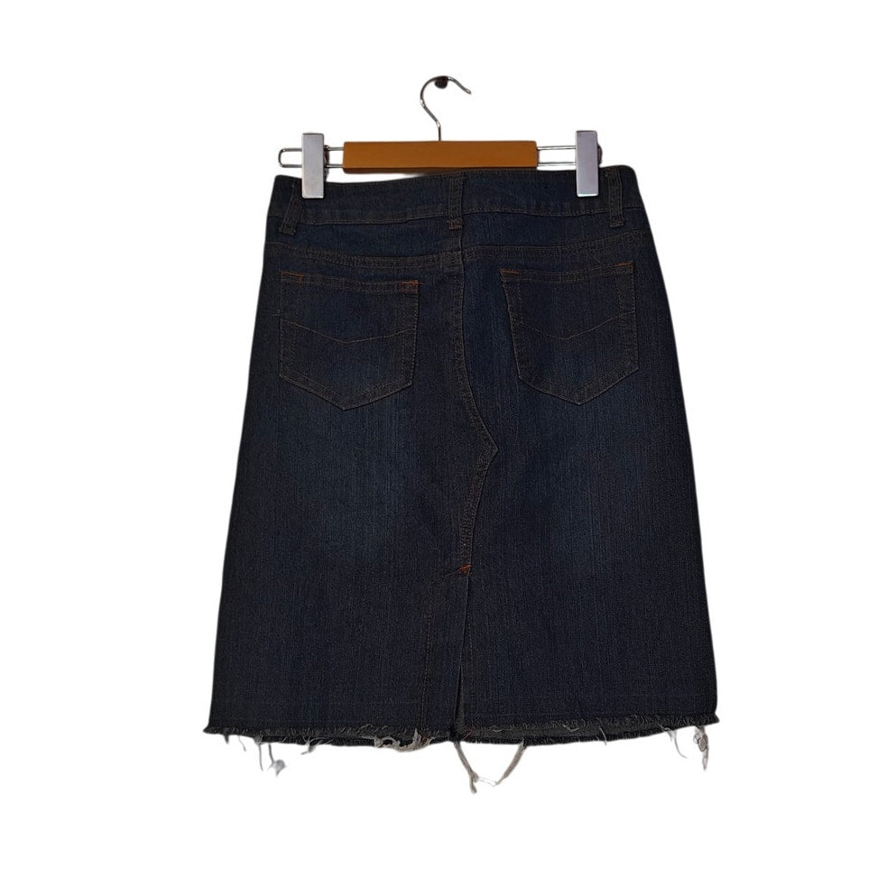 Distressed Denim Pencil Skirt