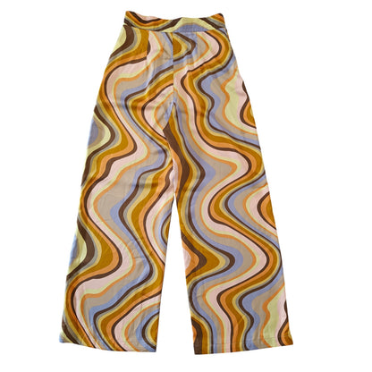 Retro Swirl Print Wide Leg Pants