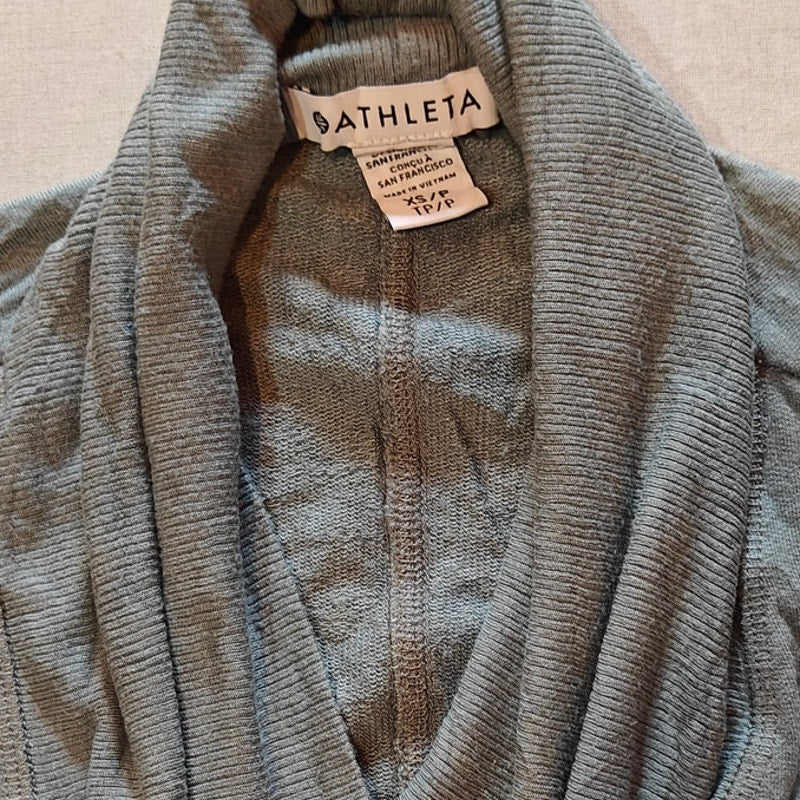 Gray Green Open Front Cardigan