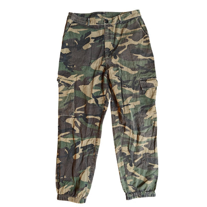 Camo Cargo Jogger Pants with Elastic Hem