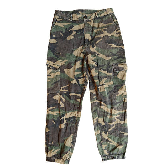 Camo Cargo Jogger Pants with Elastic Hem