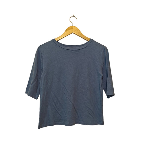 Blue Short-Sleeve Knit Top