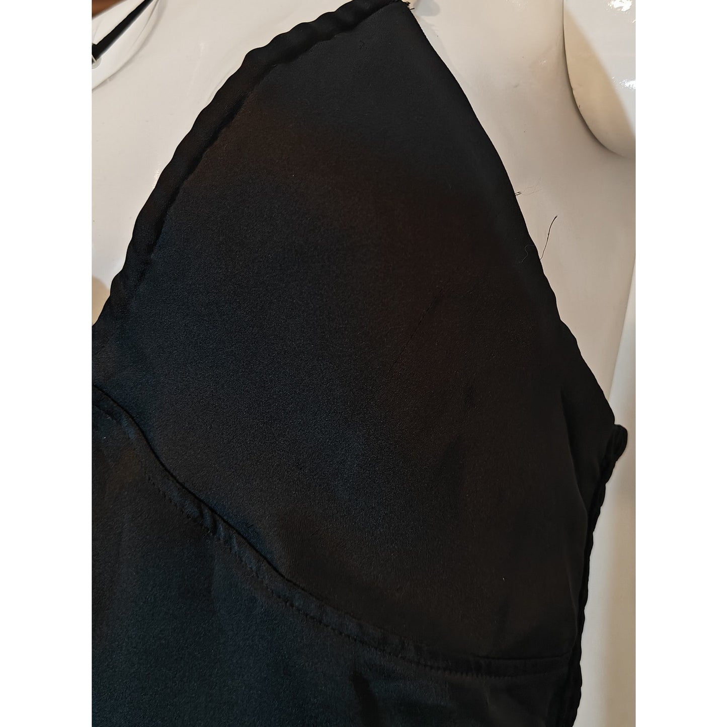 Black Satin Halter Crop Top