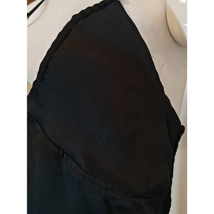 Black Satin Halter Crop Top