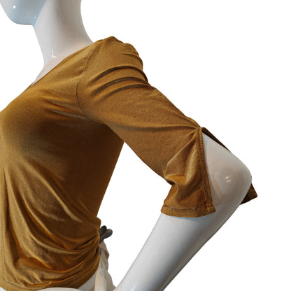 Mustard Scoop Neck 3/4 Sleeve Top