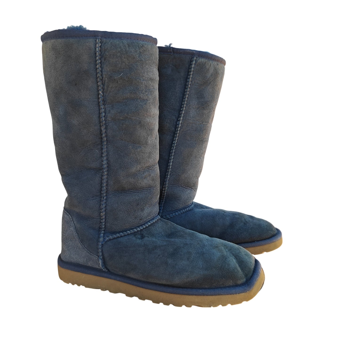 Navy Tall Suede Shearling Boots