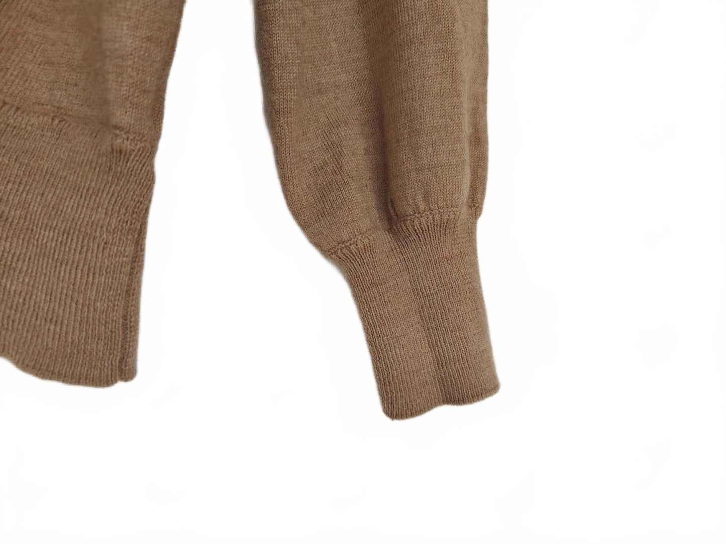Tan Faux Wrap Wool Blend Sweater